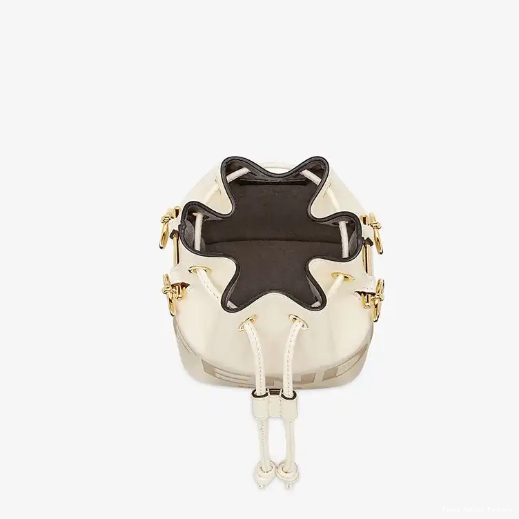 Affordable HOT White Tresor Mon Calf Mini Logo Bag Fendi ROMA Bucket Leather In 0706